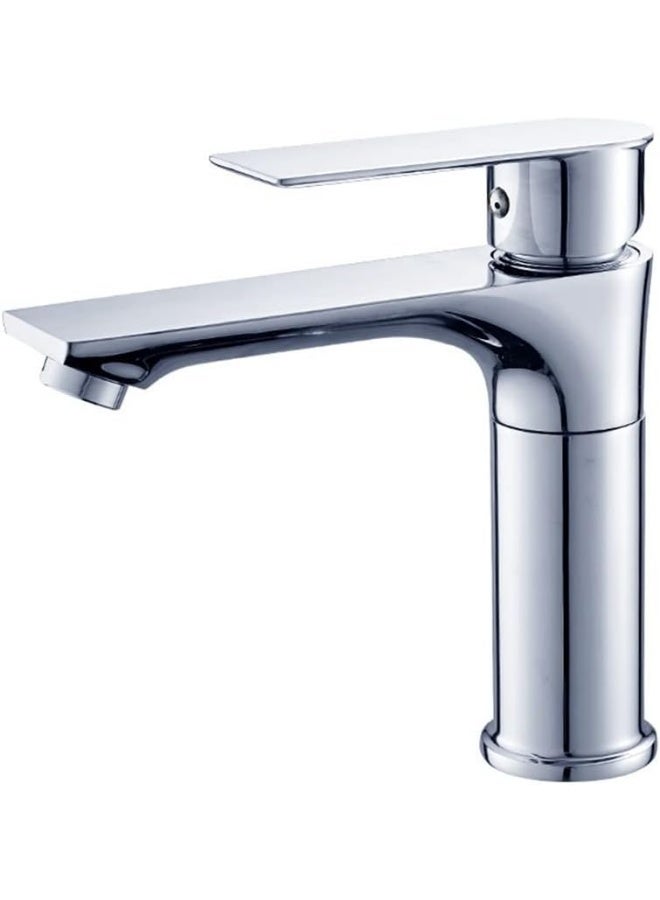 واي دي صنبور حوض حمام عصري بمقبض واحد، خلاط حوض بتصميم شلال، مصنوع من النحاس الصلب، مزود بخرطوشة سيراميك، يُركب على سطح الحوض، ذو فوهة عالية القوس للاستخدام في الحمامات والمغاسل. - Image 1